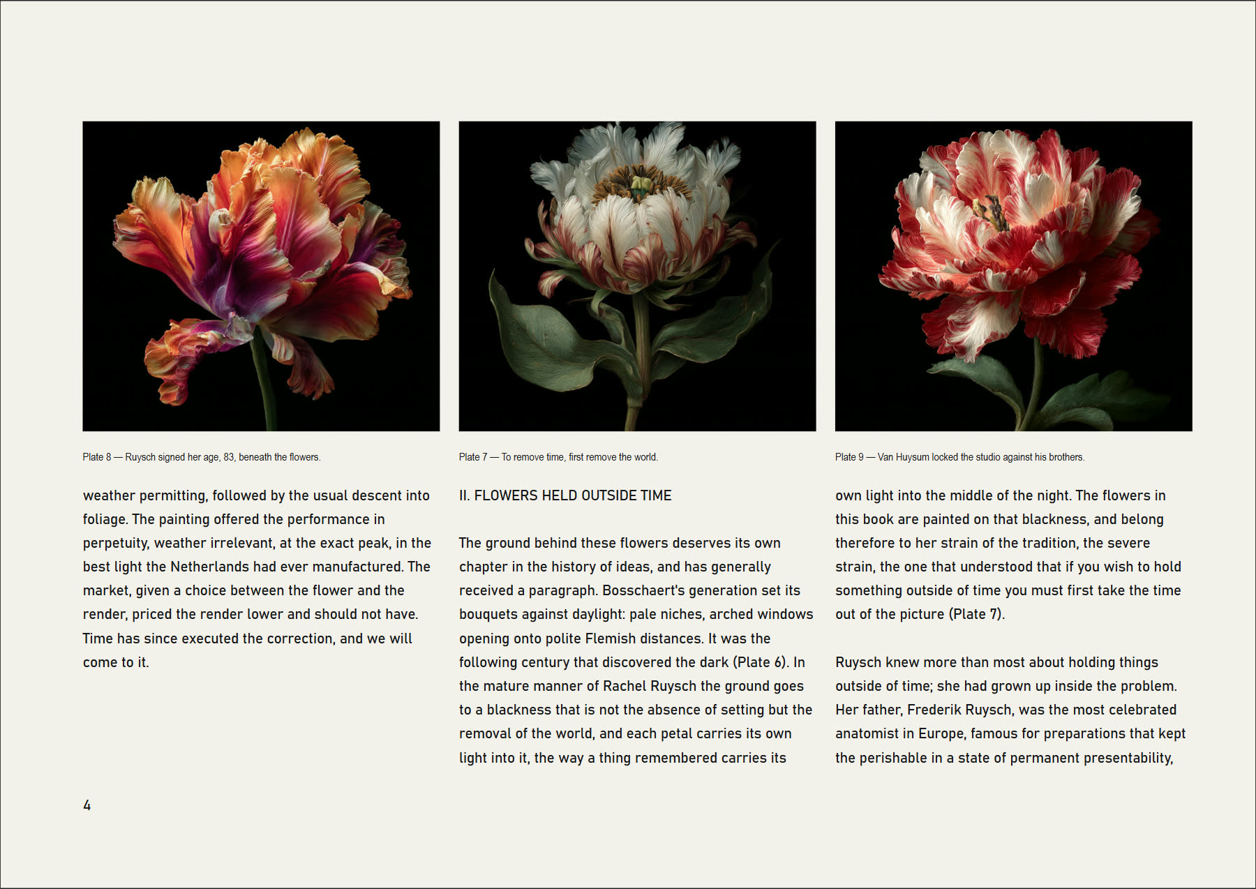 A landscape spread of the same essay in a grotesque face on a light ground.